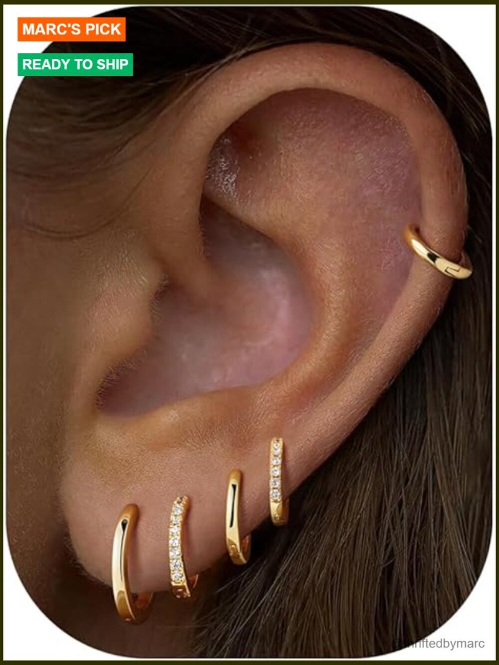 Gold Hoop Earrings for Women 14K Plated Huggie Hypoallergenic Cubic Zirconia Set